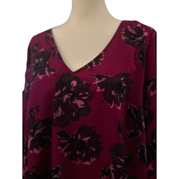 Lane Bryant Floral Top with Lace Sleeves, Berry Pink, Plus Size 18/20 - Picture 4 of 7